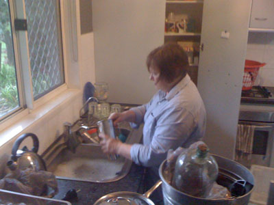 Glad Mandy throught to do the dishes before the flood