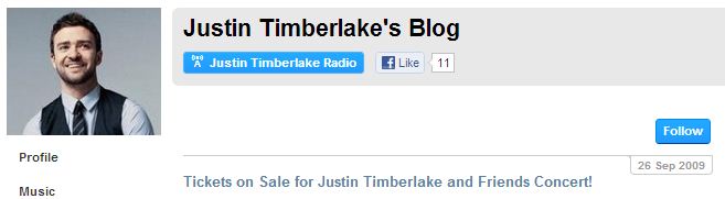 Justine Timberlake's MySpace Blog